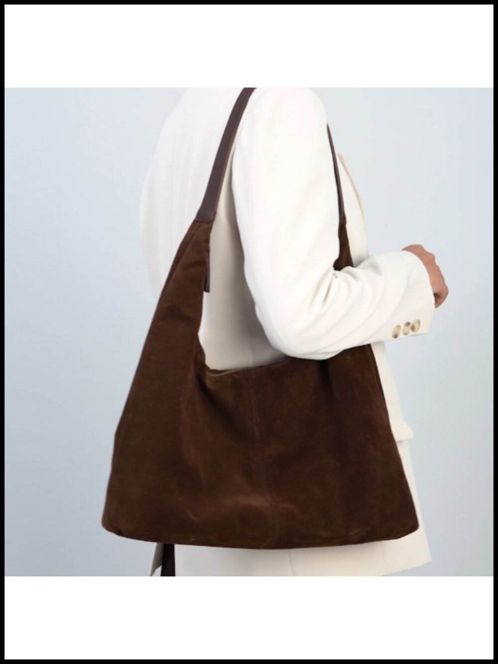 Faux Suede Slouchy Hobo Shoulder Bag Tote Purse - Picture 6 of 6